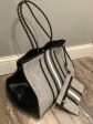 Grey with Black, Grey & White Stripe Neoprene Tote Sale