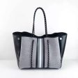 Grey with Black, Grey & White Stripe Neoprene Tote Sale