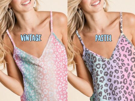 GRADATION LEOPARD SLEEVELESS TOP - PASTEL MULTI or VINTAGE MULTI Discount