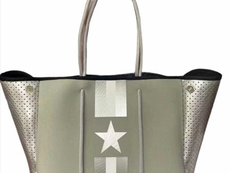 Light Grey Neoprene Tote with Silver Star and Side Panels Online now