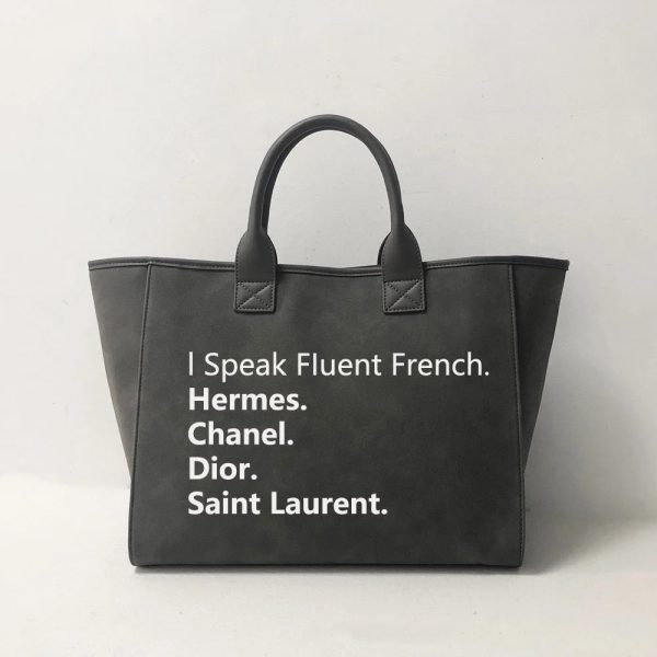 Speak French Tote - Camel, Grey, Black Online Hot Sale