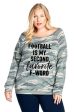 FOOTBALL IS MY SECOND FAVORITE F WORD GRAPHIC PLUS SIZE TOP - GREEN CAMO Hot on Sale