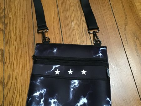 Black and White Tie-dye Neoprene Crossbody White Stars For Sale