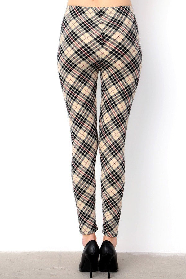 Checker Print Brushed Full Leggings - Plus on Sale