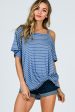 Striped One Shoulder Top With Side Knot - Chambray Online now