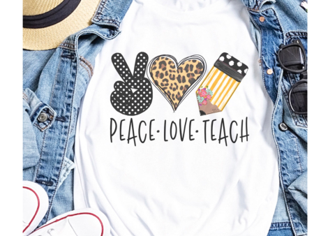 Peace Love Teach White Graphic Tee ✏️ For Sale