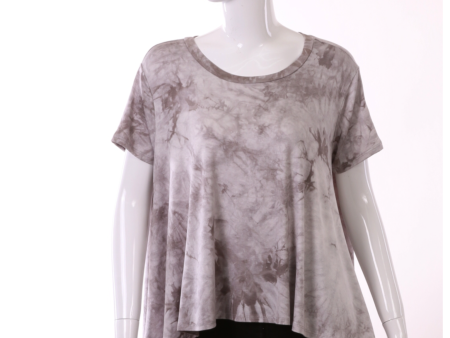 Tie Dye Rayon Crew Neck Short Sleeve Top - Grey Online Hot Sale