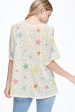 Multi color star all over knit cold shoulder top - Oatmeal Supply