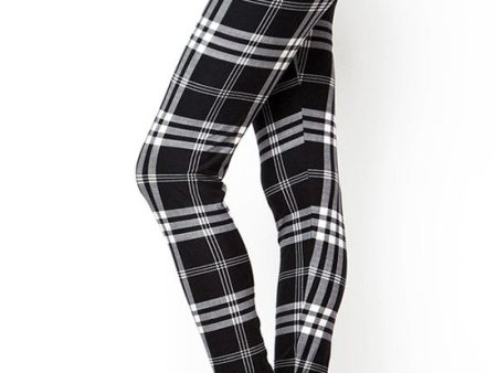 Black & White Plaid Plus Leggings Fashion