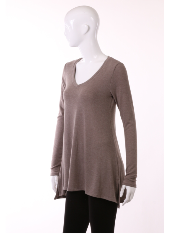 Hacci V Neck Long Sleeve Top - Stone on Sale