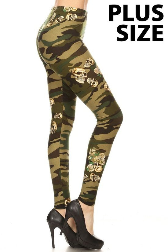 Army Skulls Green Camouflage- Plus Leggings Online