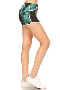 Turquoise & Black Tiedye Super Soft Shorts Online