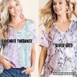 TIE DYE HAIRY DEEP U NECK SOFT KNIT TOP - BLUSH GREY MULTI or LAVENDER TURQUOISE MULTI Cheap