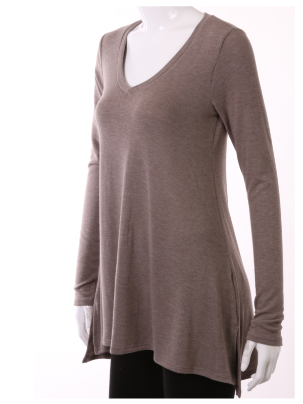 Hacci V Neck Long Sleeve Top - Stone on Sale