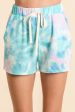 TIE DYE PRINT CASUAL SHORTS WITH TWILL - PASTEL BLUE or GREEN Supply