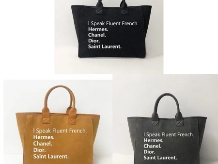 Speak French Tote - Camel, Grey, Black Online Hot Sale