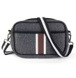 Grey with Merlot White Stripe Neoprene Crossbody Bag For Discount