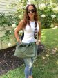 Olive Small Fringe Canvas Tote With Abstract Strap For Cheap