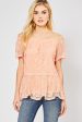 Lace Off Shoulder Top - Peach or Off White Online Sale