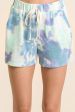 TIE DYE PRINT CASUAL SHORTS WITH TWILL - PASTEL BLUE or GREEN Supply