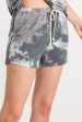 TIE-DYE SHORTS WITH ELASTICIZED WAISTBAND, DRAWSTRINGS, AND SIDE SEAM POCKETS - CHARCOAL or OLIVE Online