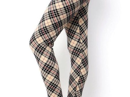 Checker Print Brushed Full Leggings - Plus on Sale