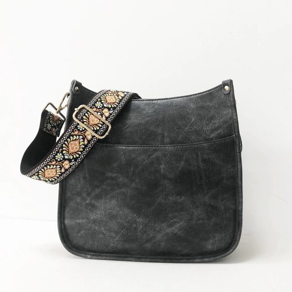 Vegan Leather Messenger Bag w  Multi Abstract Strap - Assorted Colors Online Hot Sale