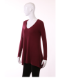 Hacci V Neck Long Sleeve Top - Burgundy on Sale