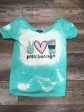 Off the shoulder acid wash peace love coffee tee Discount