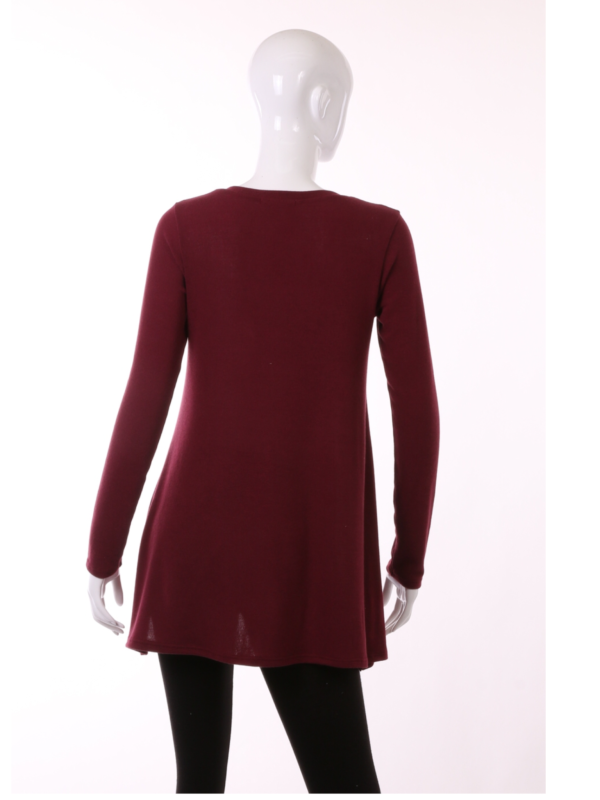 Hacci V Neck Long Sleeve Top - Burgundy on Sale