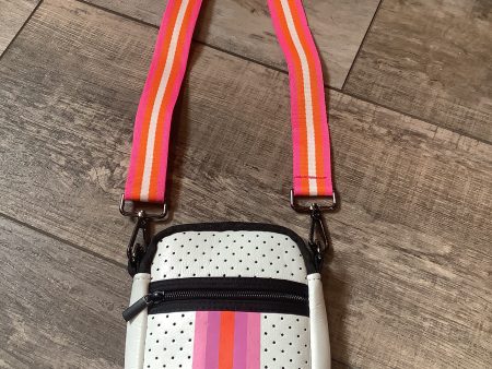 WHITE WITH LAVENDER, PINK & ORANGE MULTI ZIPPER NEOPRENE PHONE HOLDER For Discount