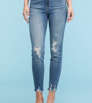 PLUS JUDY BLUE LONG HEM FRAY SKINNY on Sale