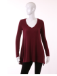 Hacci V Neck Long Sleeve Top - Burgundy on Sale