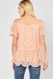 Lace Off Shoulder Top - Peach or Off White Online Sale