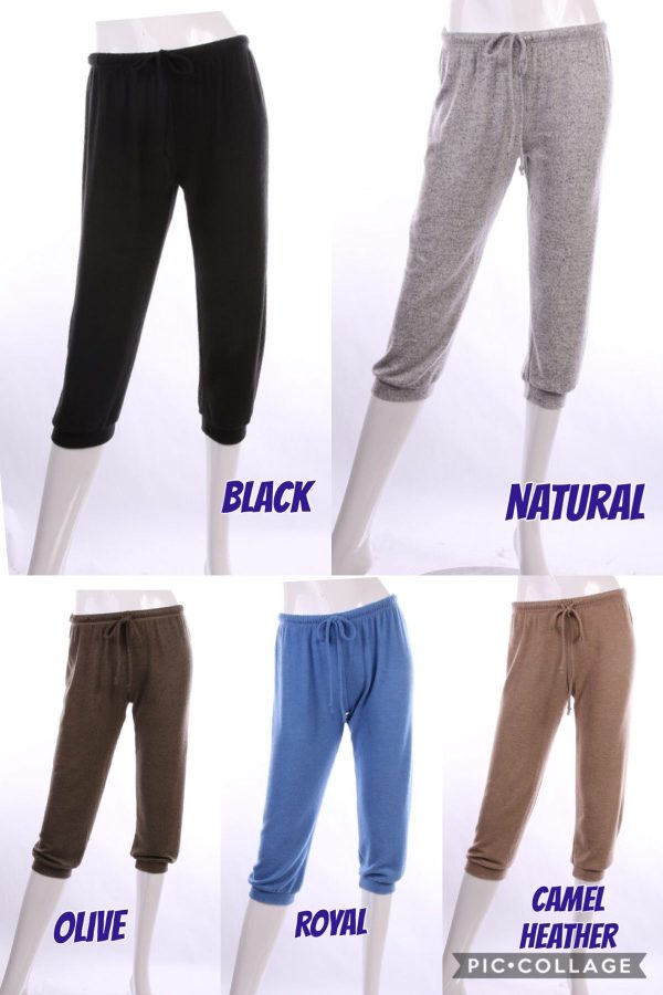 Brushed Capri Sweat Pants - Assorted Colors Sale