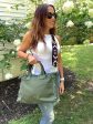 Olive Small Fringe Canvas Tote With Abstract Strap For Cheap