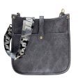 Grey Vintage Vegan Leather Messenger Bag with Camo Love Strap Discount