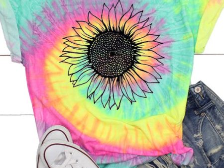 Sunflower Tie Dye🌻Youth Tee For Cheap