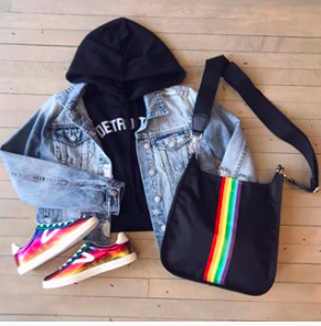 NYLON MESSENGER W RAINBOW STRIPE For Cheap