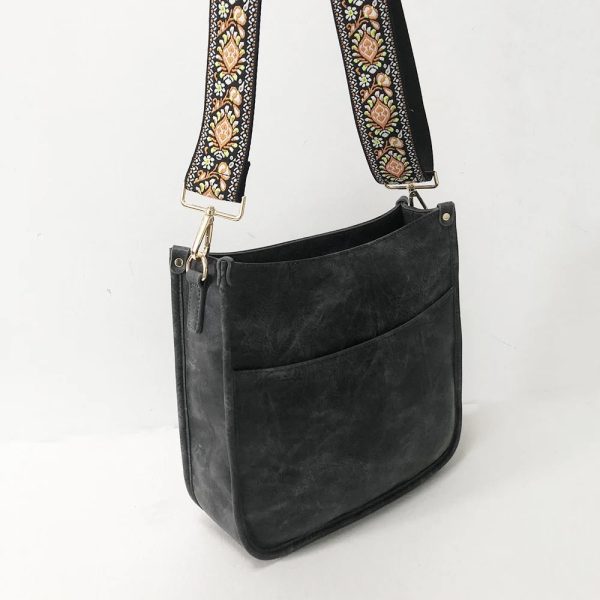 Vegan Leather Messenger Bag w  Multi Abstract Strap - Assorted Colors Online Hot Sale