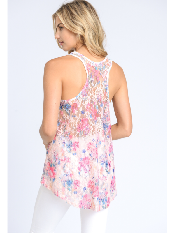 Floral Print Lace Tank Top Online