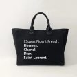 Speak French Tote - Camel, Grey, Black Online Hot Sale