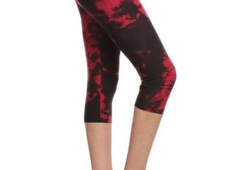 Burgundy & Black Tiedye Os Capris Online Sale