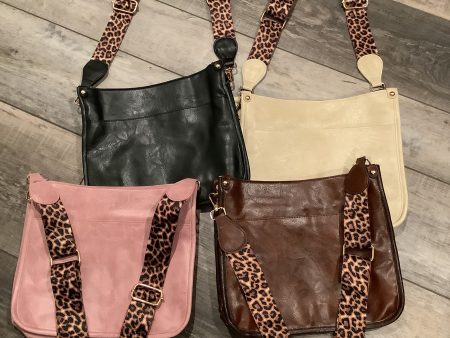 Vegan Leather Bag With Leopard Strap - Assorted Colors on Sale