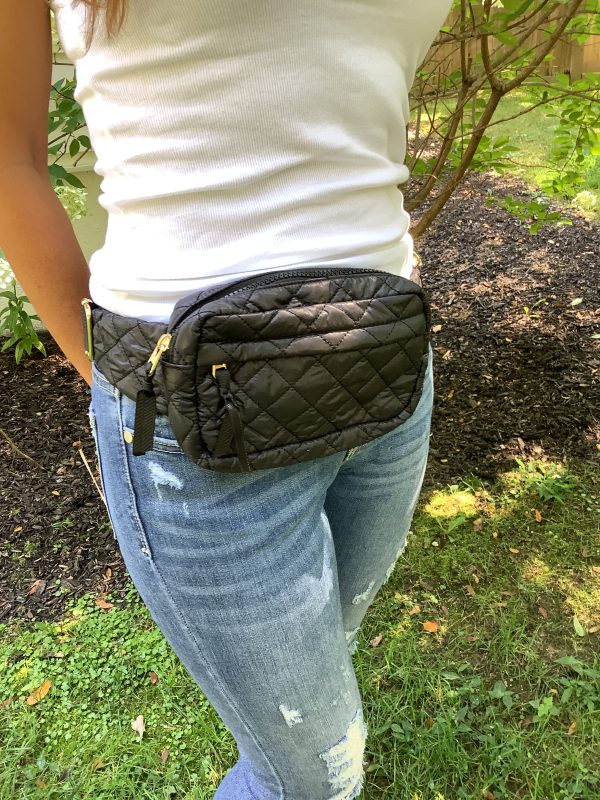 QUILTED BELT BAG FANNY BAG WAIST BAG - BLACK OR NAVY For Discount