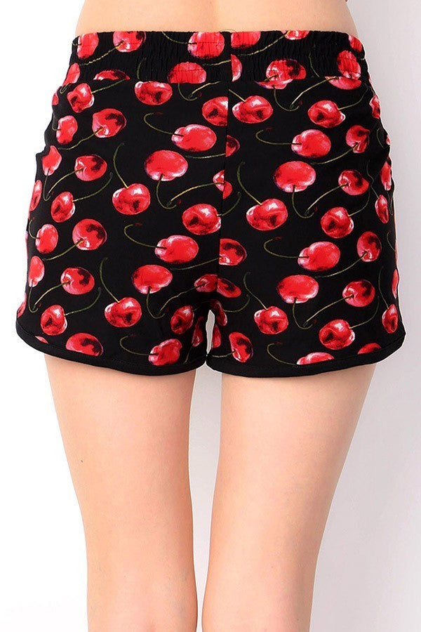 Cherry Print Shorts For Cheap