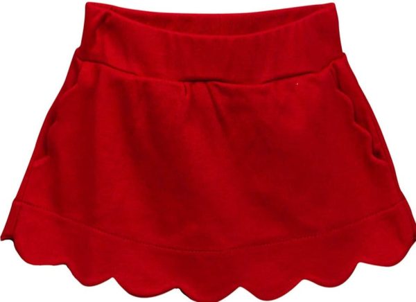 *PRE-ORDER* Scallop Pima Skirt - Red Online Hot Sale