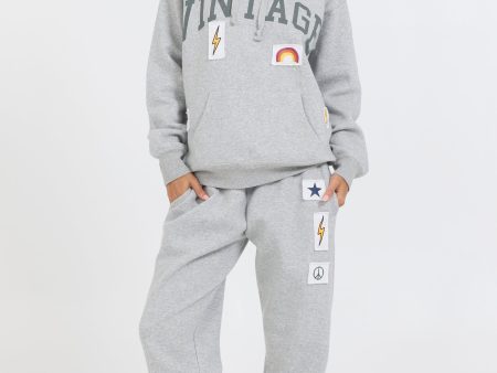 Vintage Havana Heather Grey Novelty Patch Jogger Online Sale