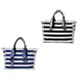 Canvas Fringe Striped Tote Bandana Handle - Blue or Black Fashion