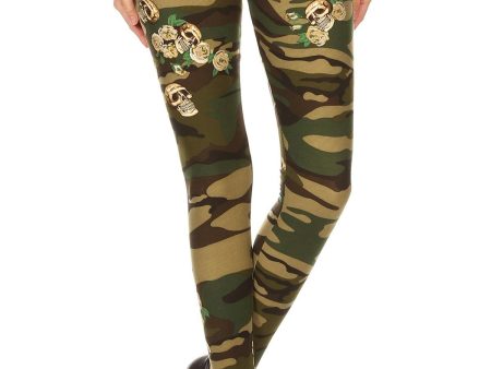 Army Skulls Green Camouflage- OS Leggings Online